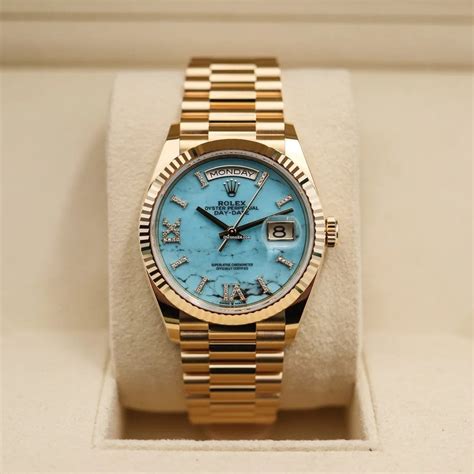 gold rolex turquoise face|rolex day date 36 turquoise.